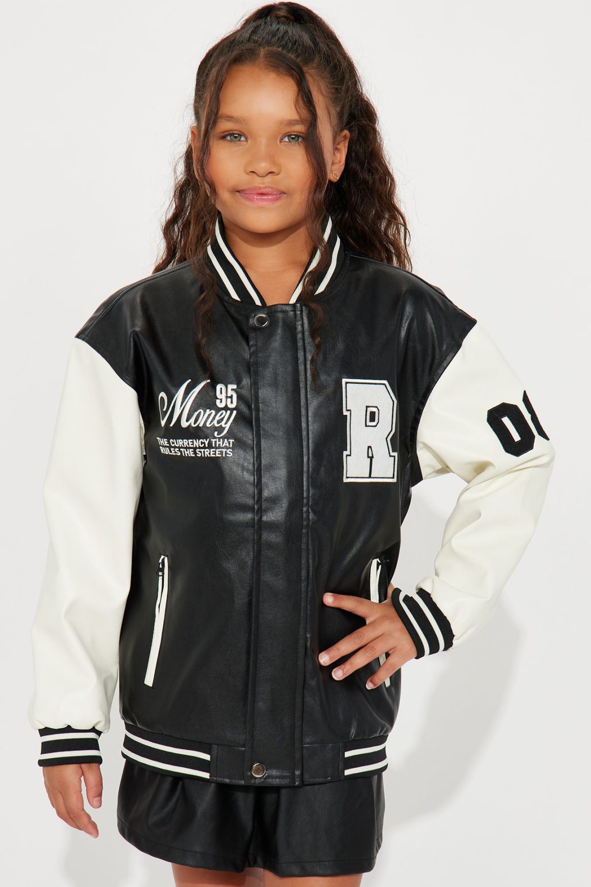 Mini Star Athlete Varsity Jacket - Black/White