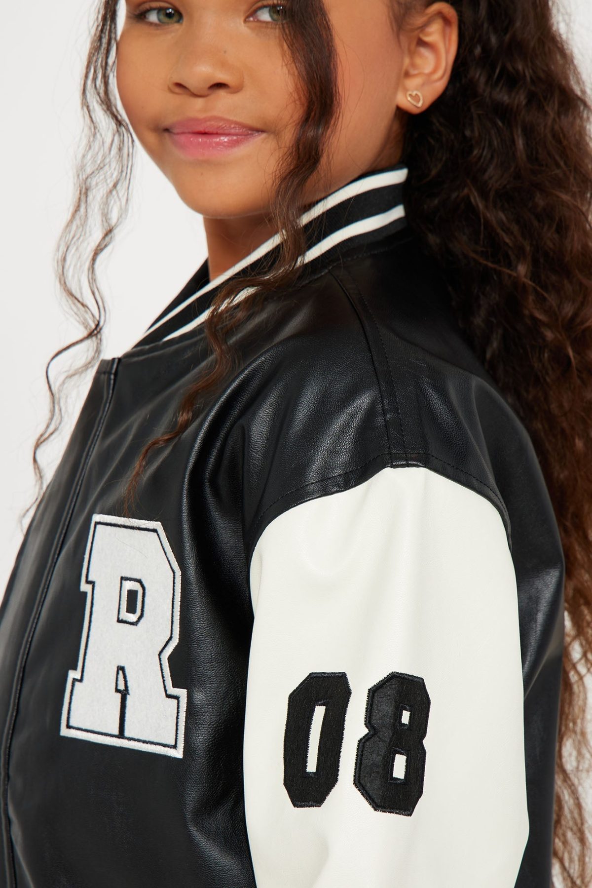 Mini Star Athlete Varsity Jacket - Black/White