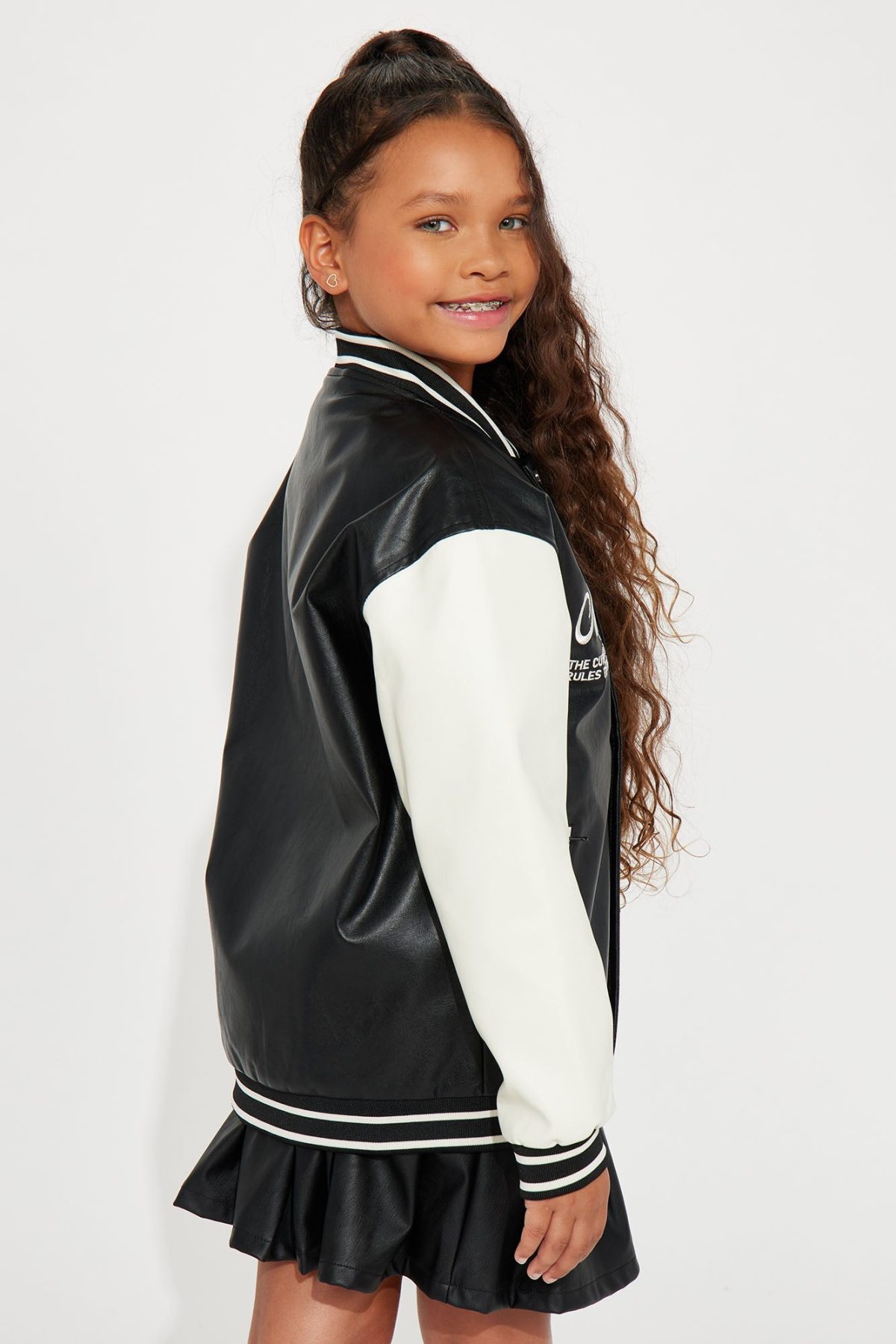 Mini Star Athlete Varsity Jacket - Black/White