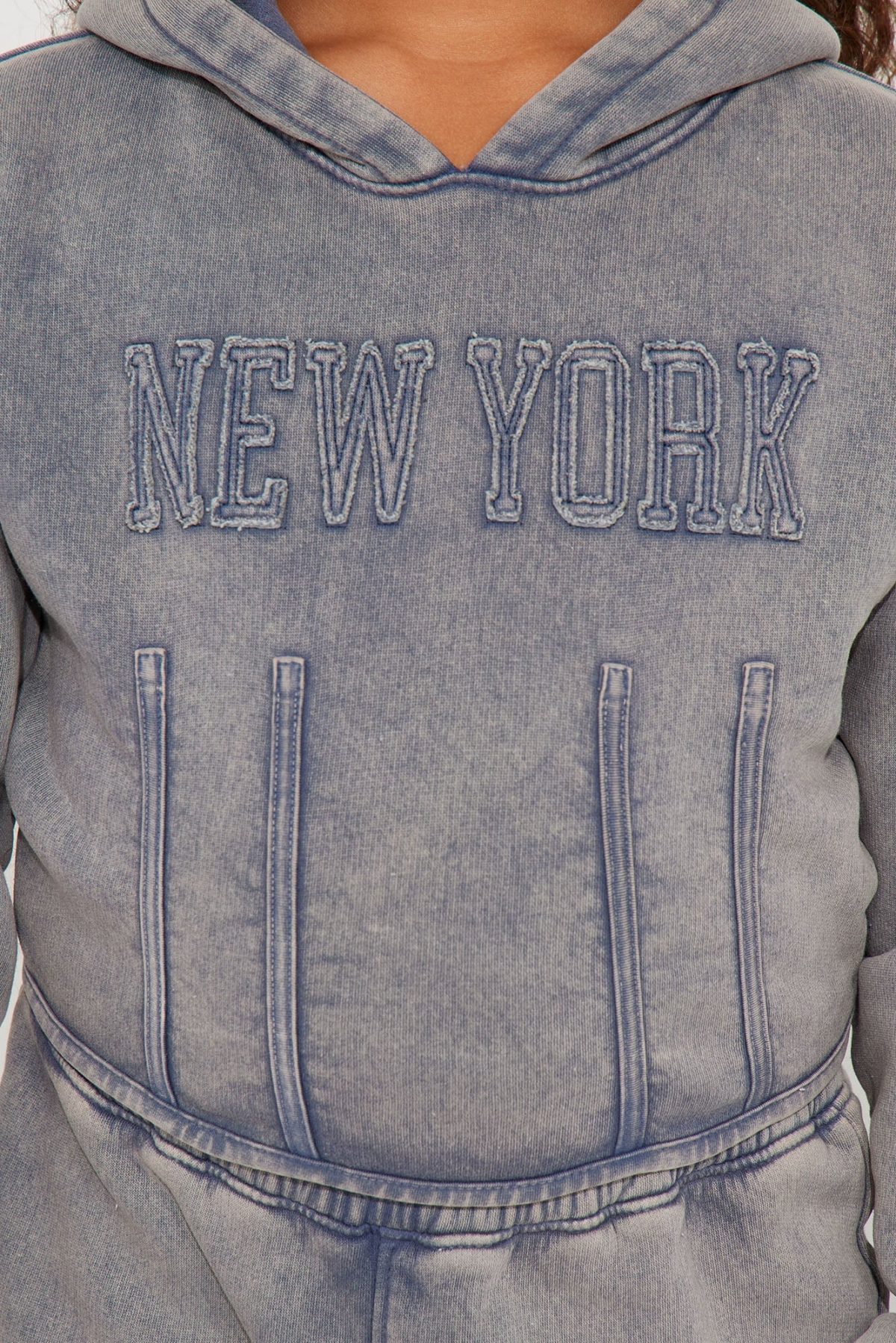 Mini New York Hustle Washed Sweatpants Set - Grey/combo