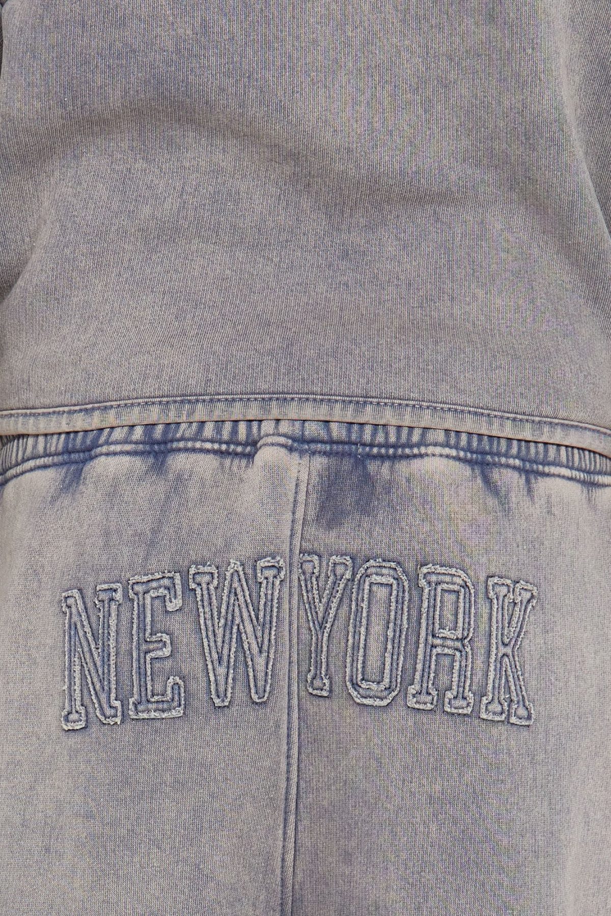 Mini New York Hustle Washed Sweatpants Set - Grey/combo