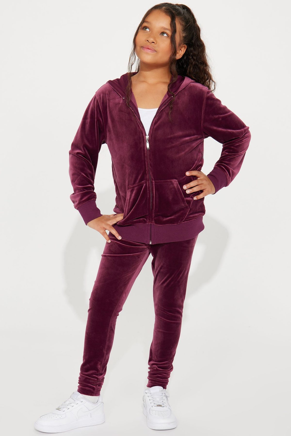 Mini OG Friend Soft Velour Legging Set - Burgundy