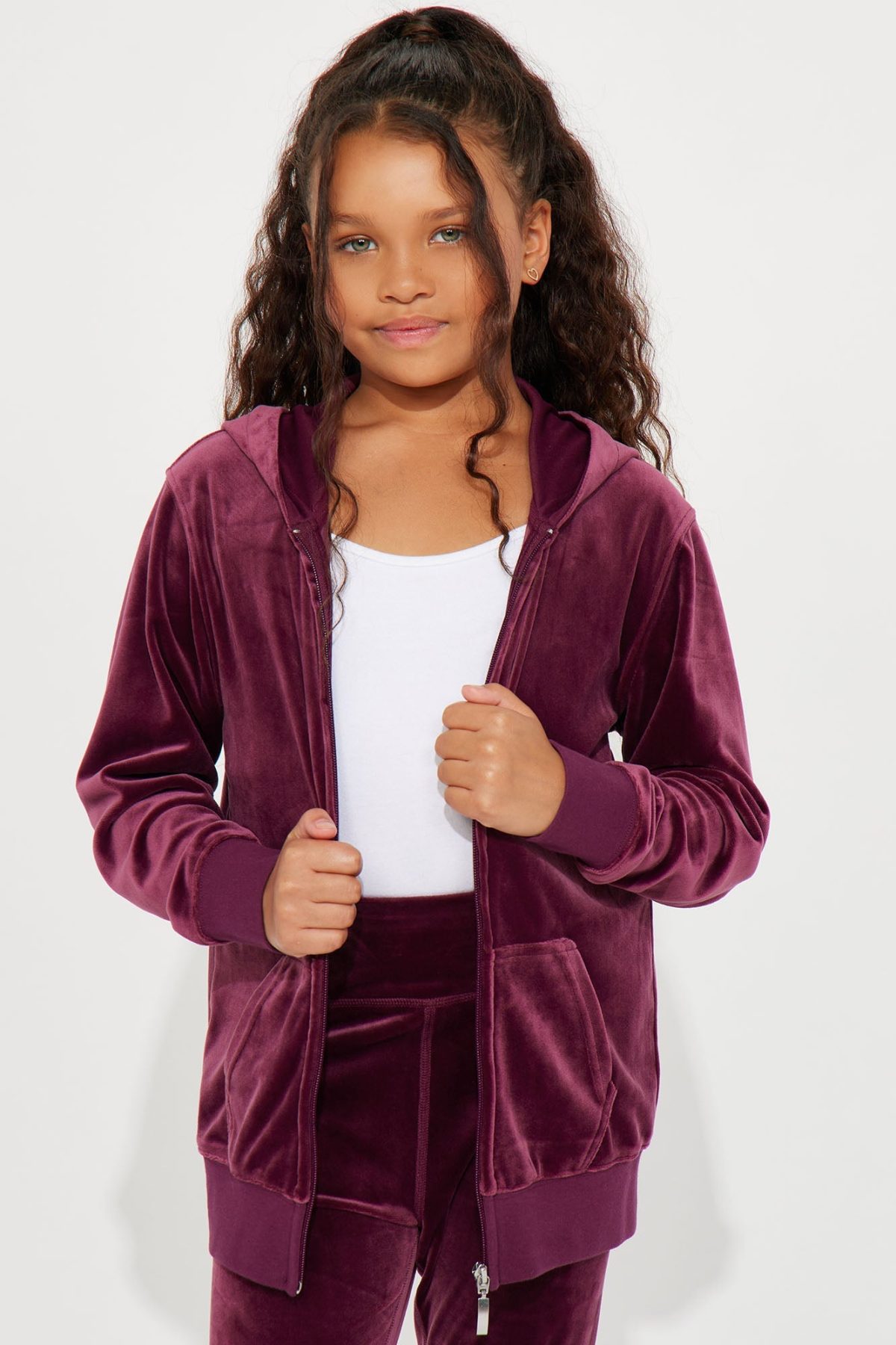 Mini OG Friend Soft Velour Legging Set - Burgundy