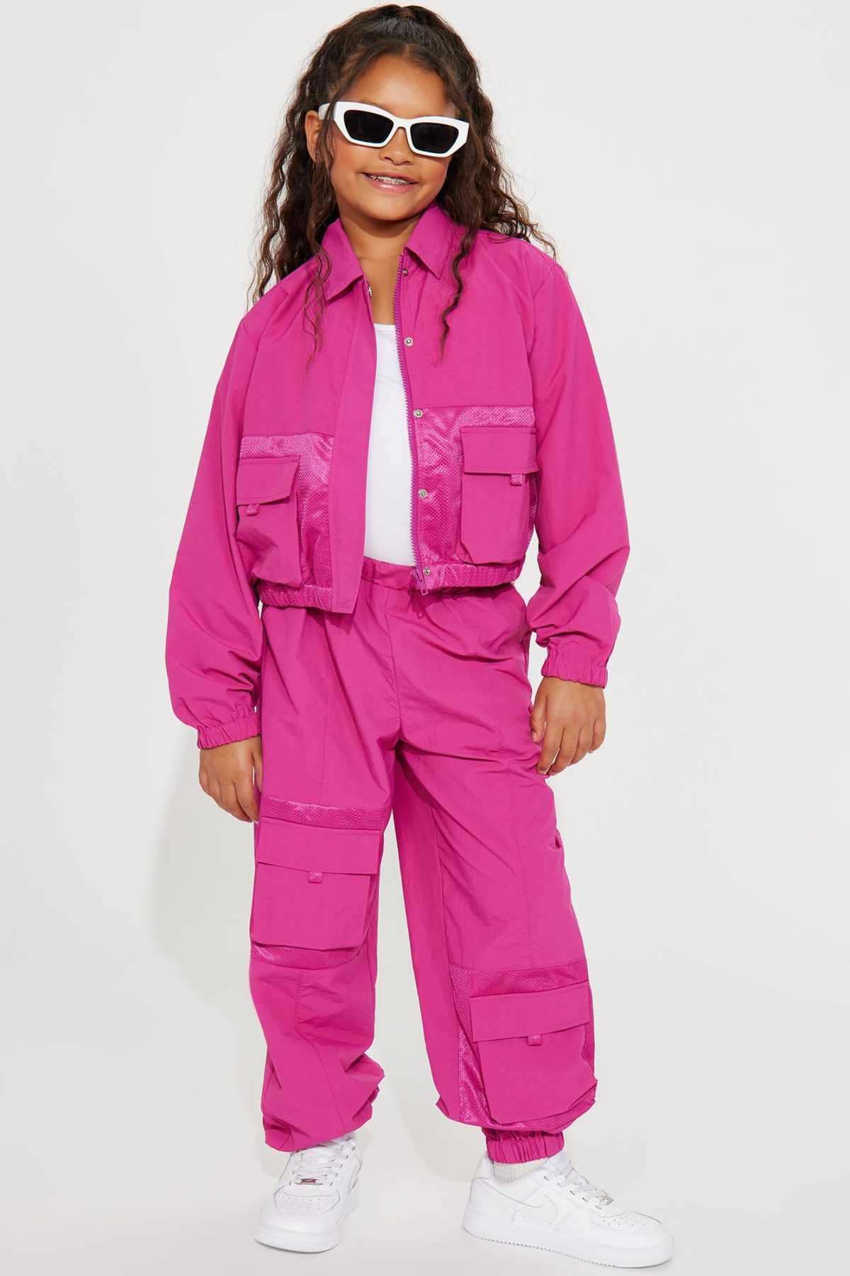 Mini Windy Breaker Pant Set - Fuchsia