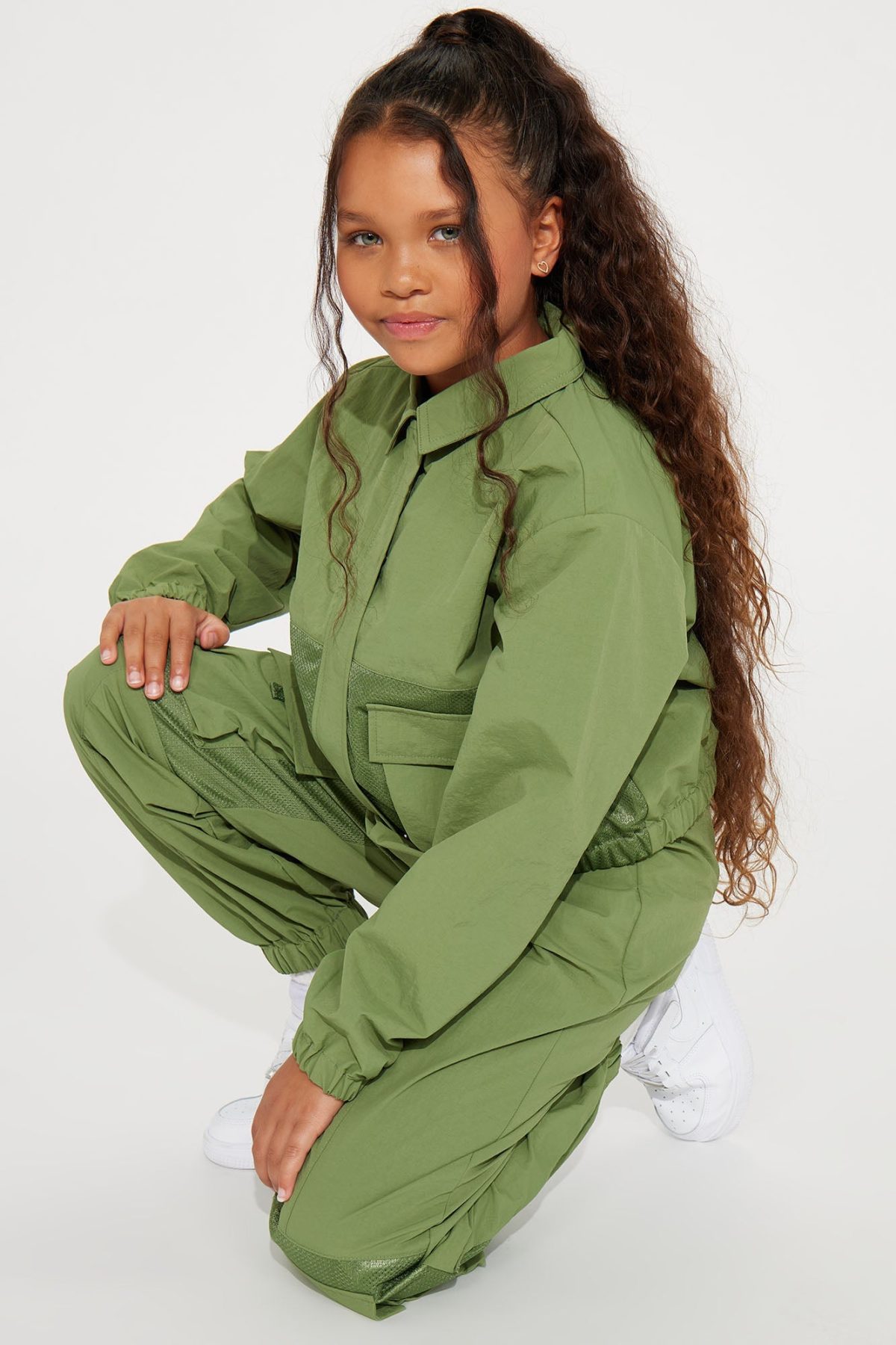 Mini Windy Breaker Pant Set - Olive