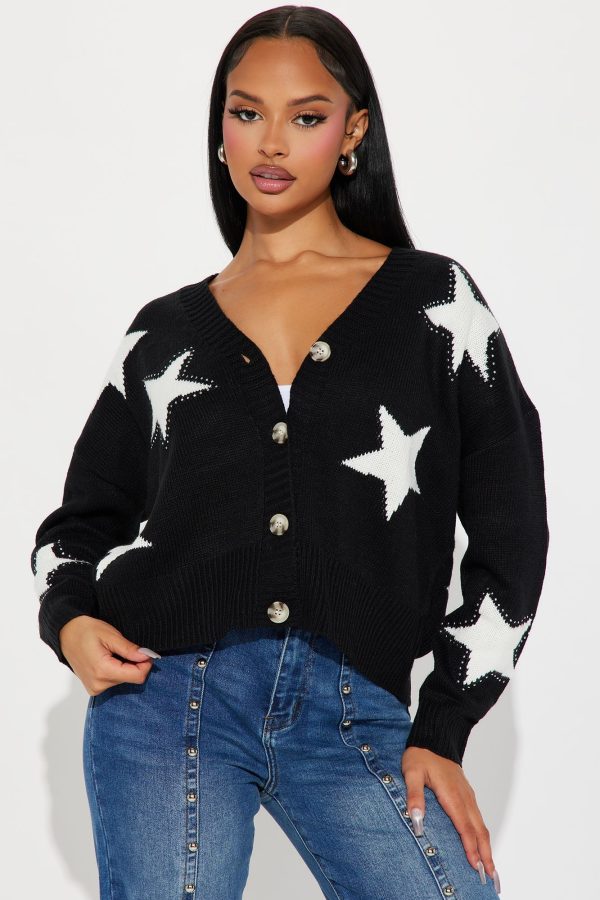 Starry Eyes Embellished Cardigan - Black/combo