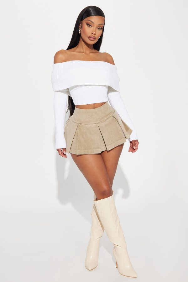 Say Yes Corduroy Micro Mini Skort - Khaki