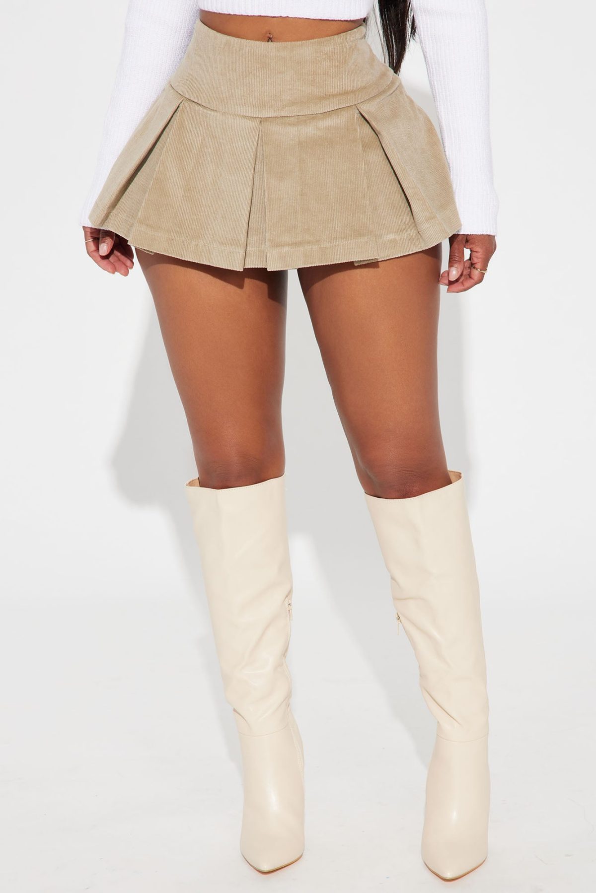 Say Yes Corduroy Micro Mini Skort - Khaki