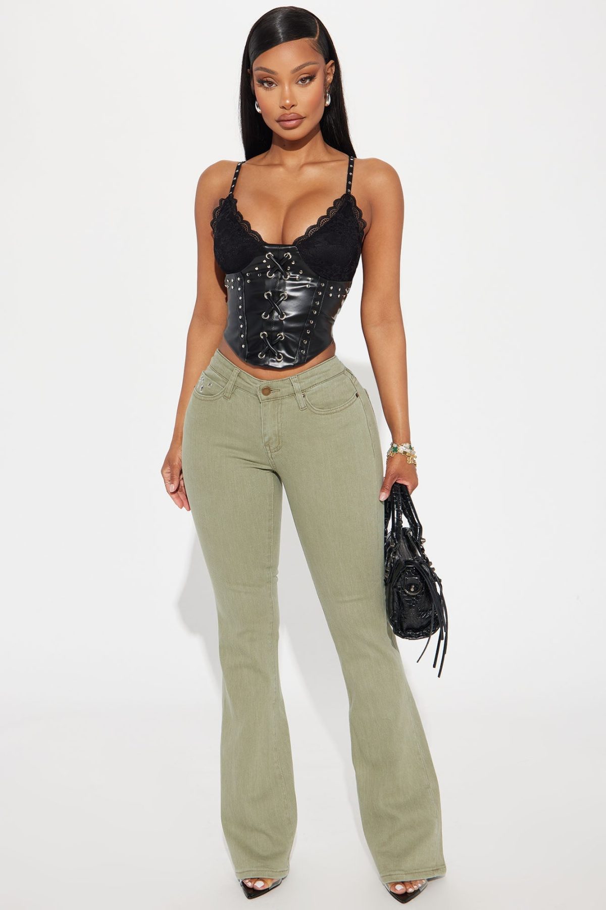 Try Me Leather Corset Top - Black