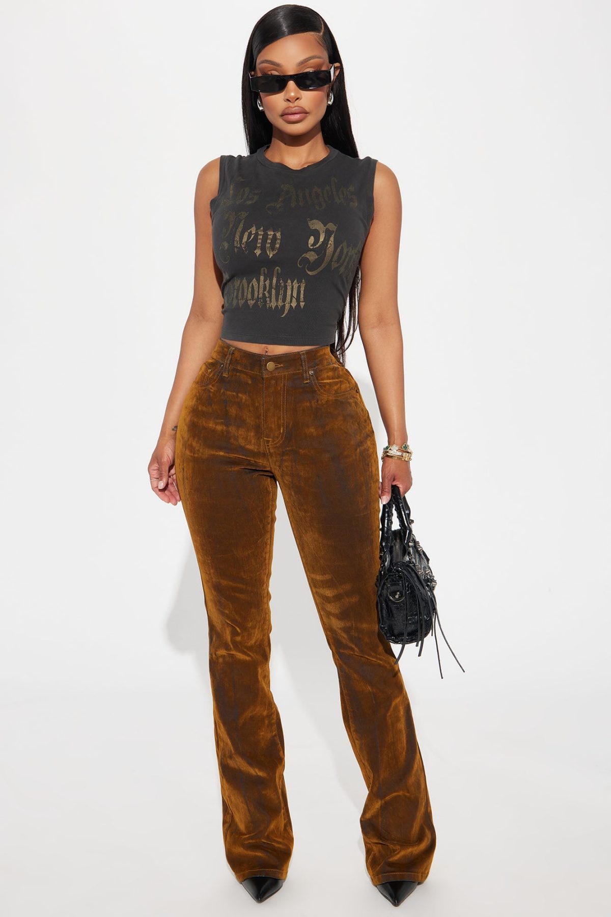 No Interruptions Velvet Bootcut Jeans - Copper