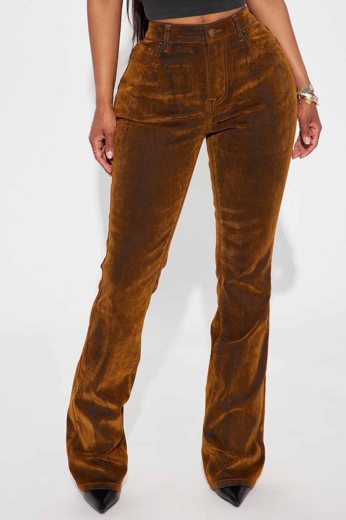 No Interruptions Velvet Bootcut Jeans - Copper