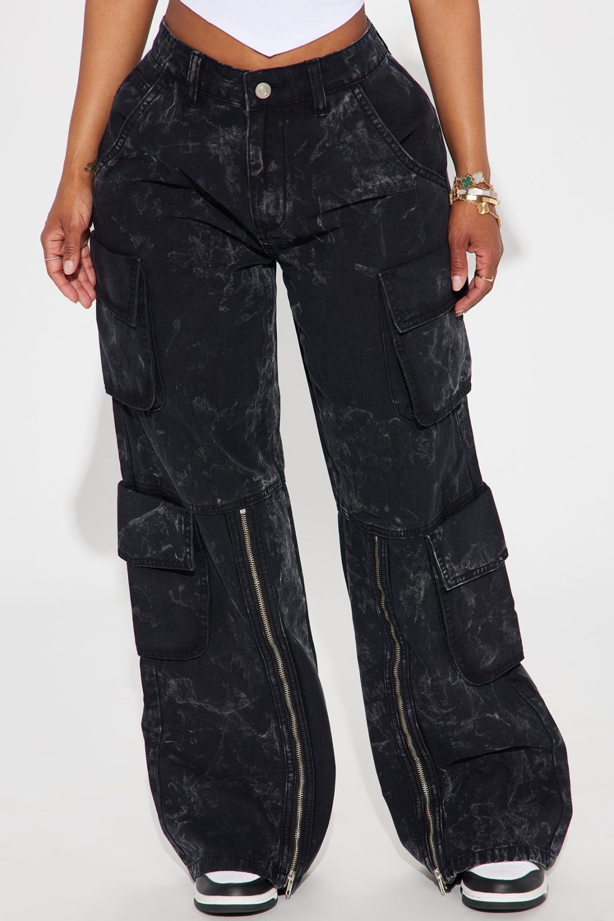 Say No More Wide Leg Cargo Pant - Black