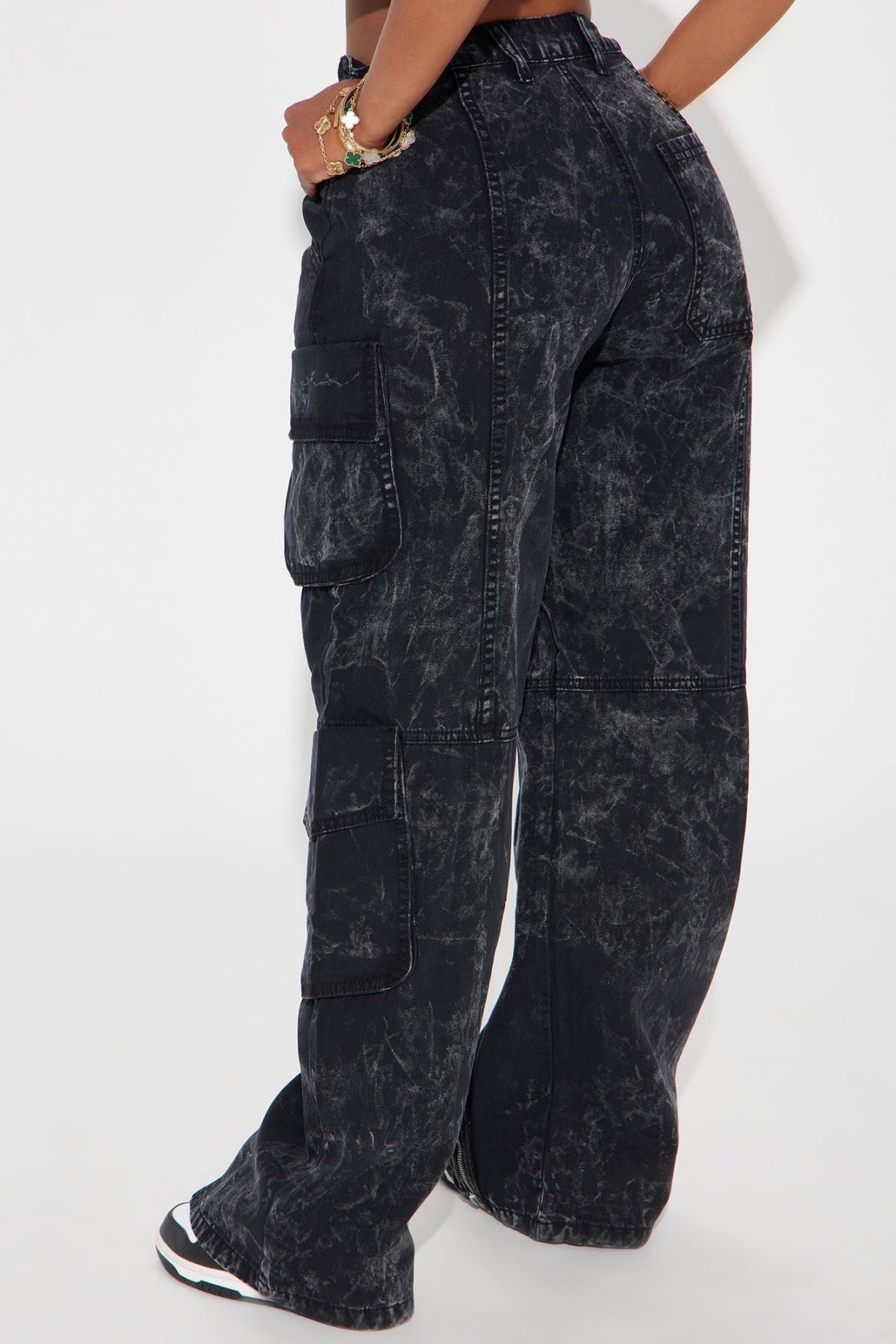 Say No More Wide Leg Cargo Pant - Black