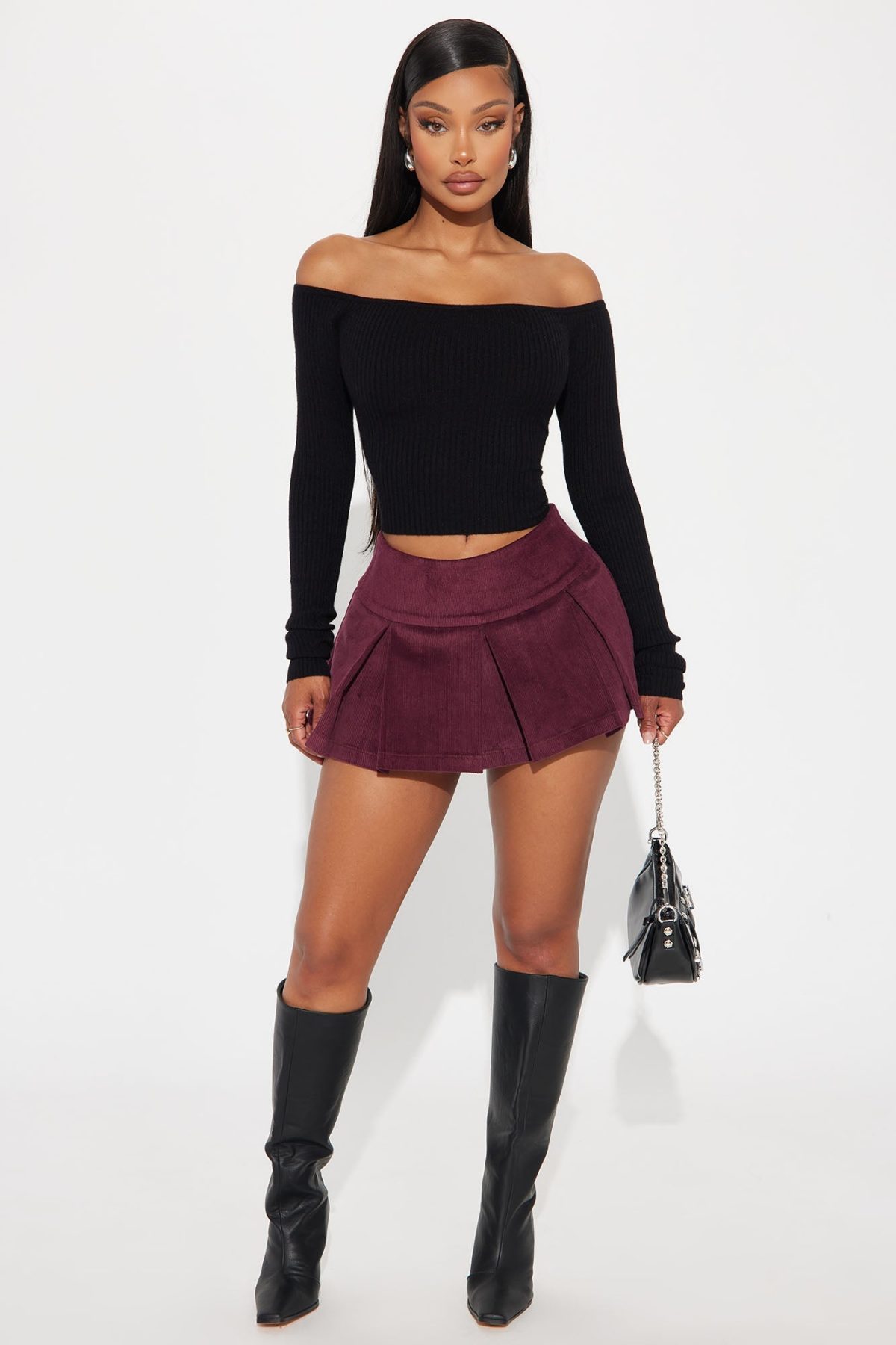 Madisyn Off Shoulder Sweater - Black