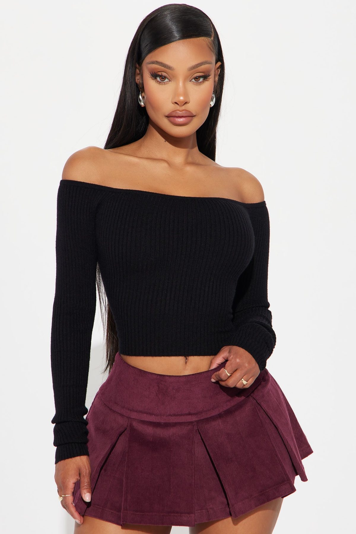 Madisyn Off Shoulder Sweater - Black