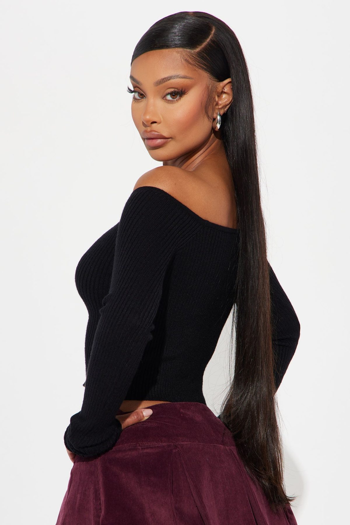 Madisyn Off Shoulder Sweater - Black