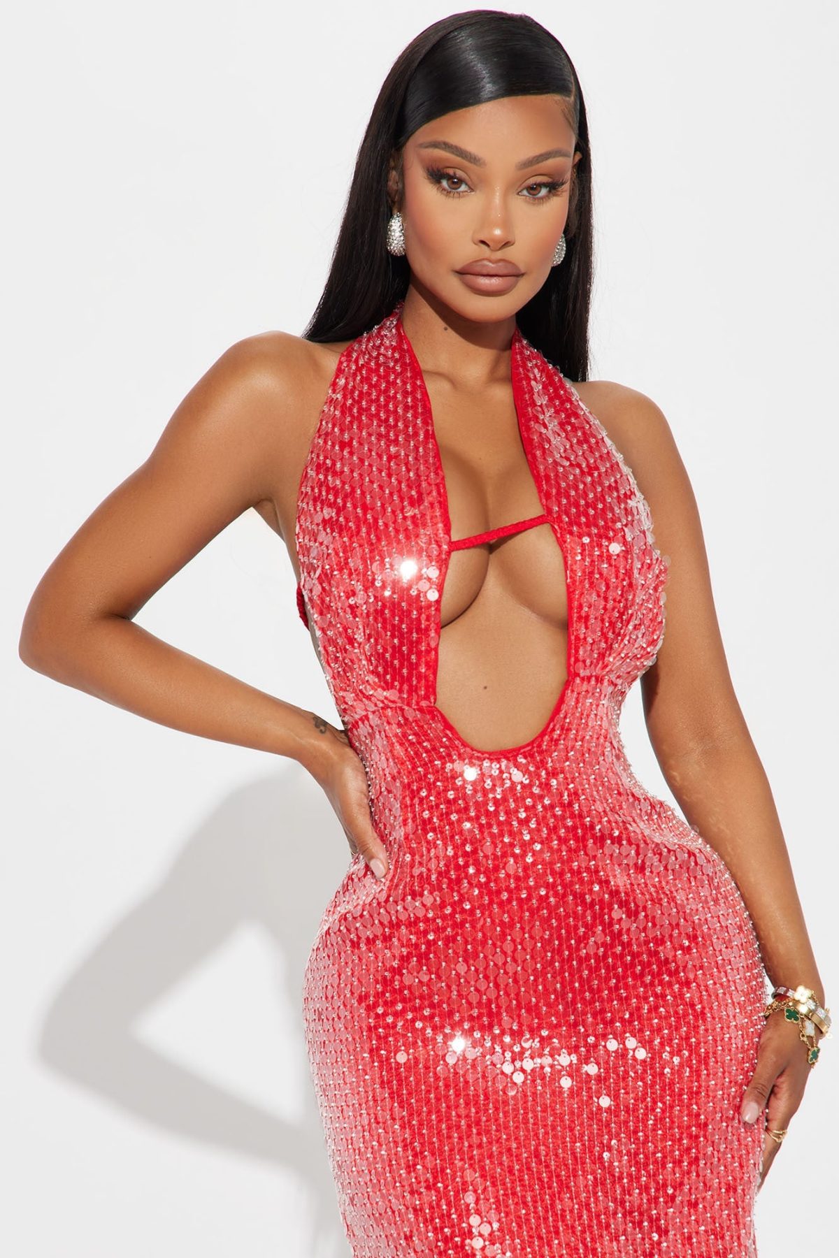 Sarah Halter Sequin Gown - Red