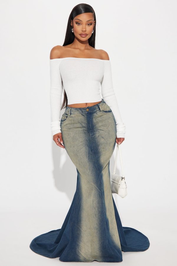 Fit Me Right Tinted Denim Maxi Skirt - Medium Wash