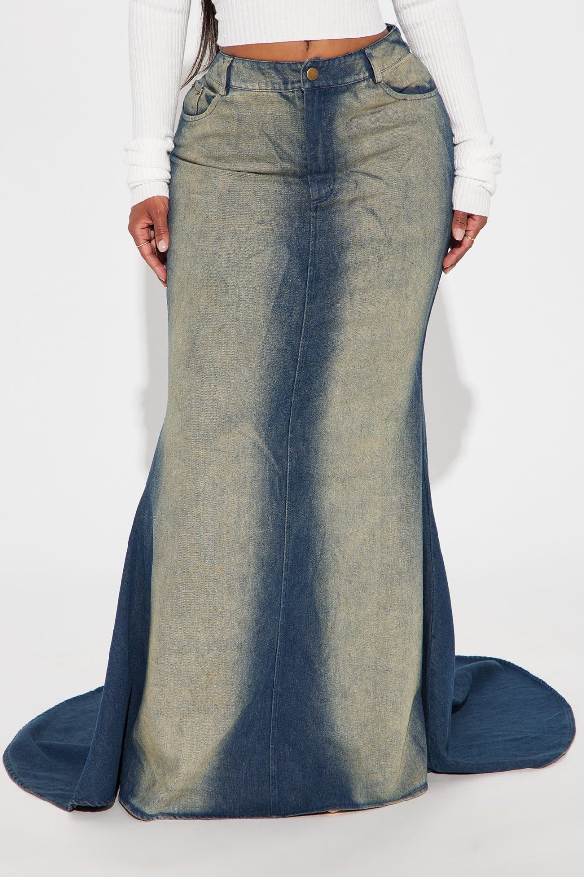 Fit Me Right Tinted Denim Maxi Skirt - Medium Wash