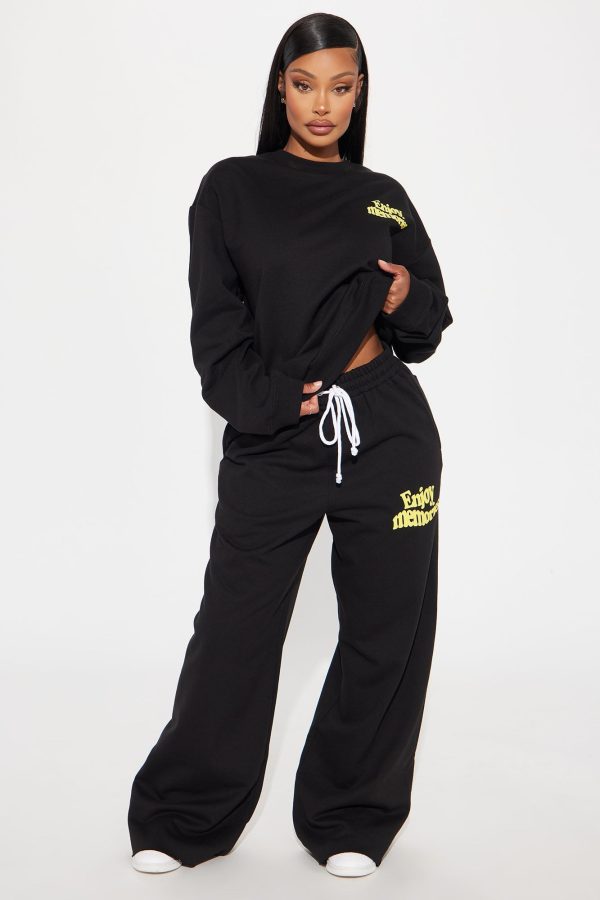 If You're Ready This Wide Leg Pant - Black/Yellow