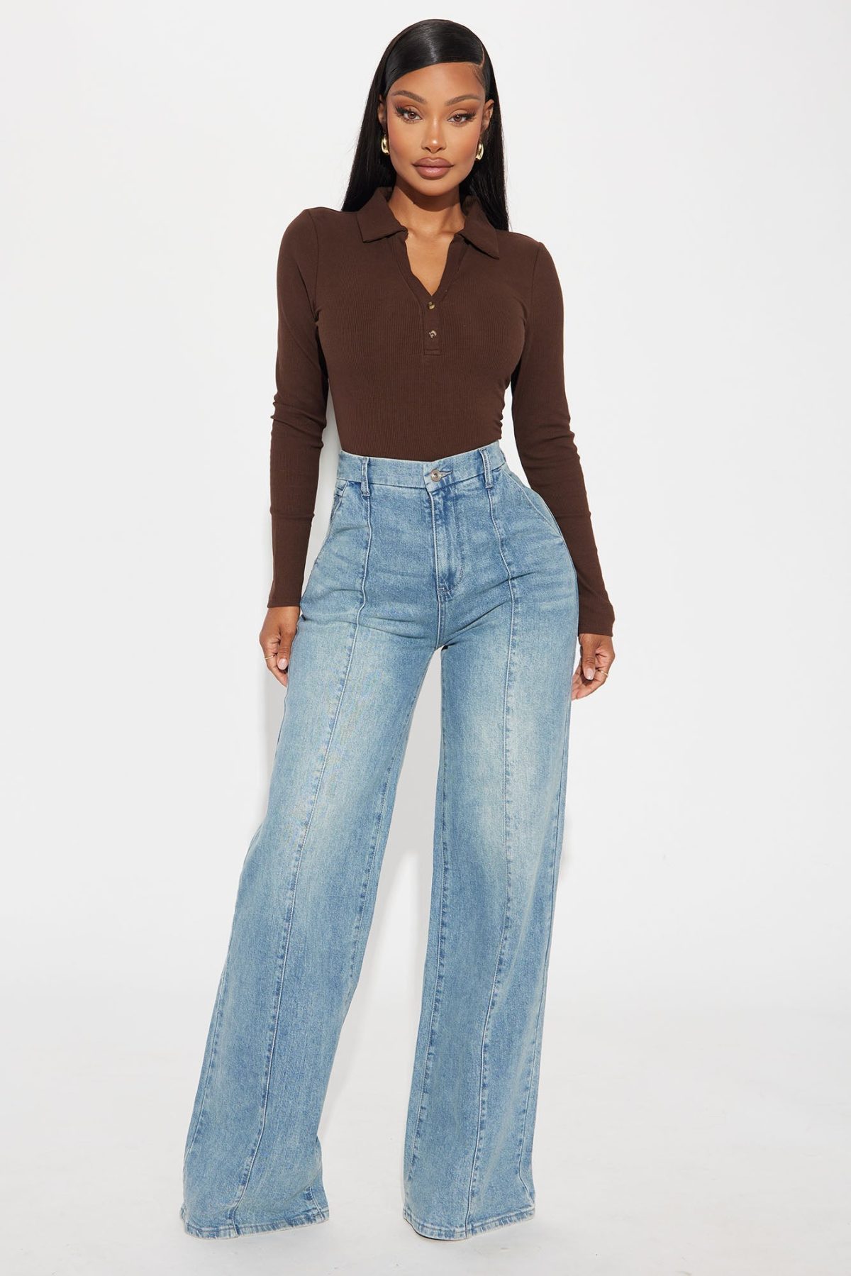 High Value Wide Leg Trouser Jeans - Light Wash