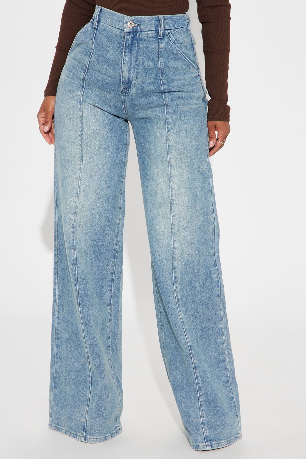 High Value Wide Leg Trouser Jeans - Light Wash