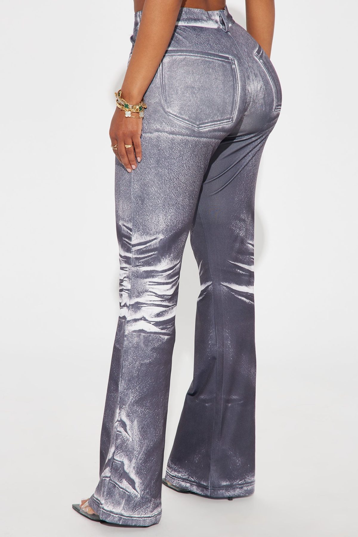 Copy That Printed Flare Pant - Navy/combo