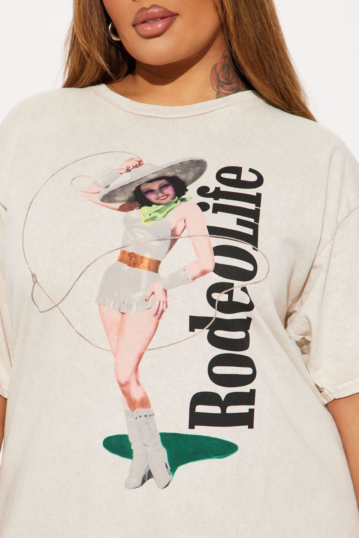 Rodeo Life Washed Oversized Tee - Sand