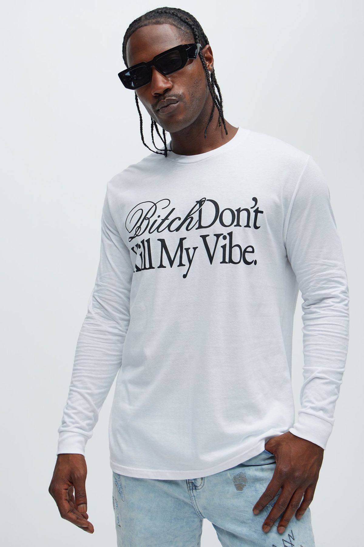 Protect Your Vibe Long Sleeve Tee - White