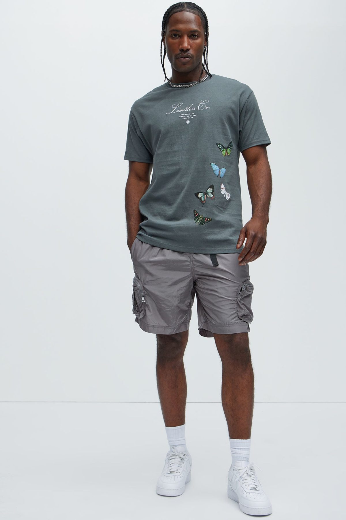 Noah Belted Shorts - Grey