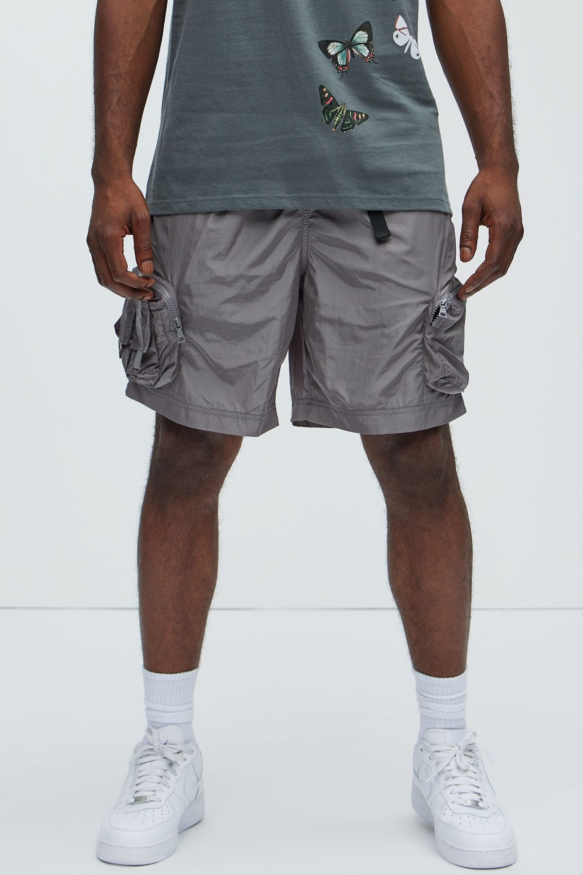 Noah Belted Shorts - Grey