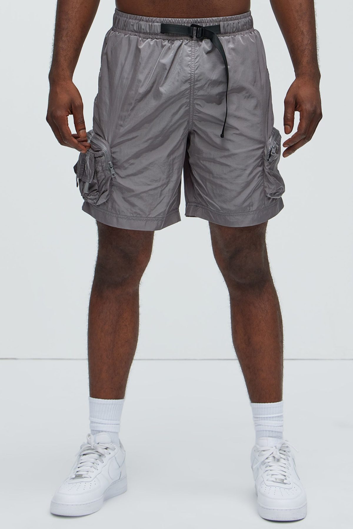 Noah Belted Shorts - Grey