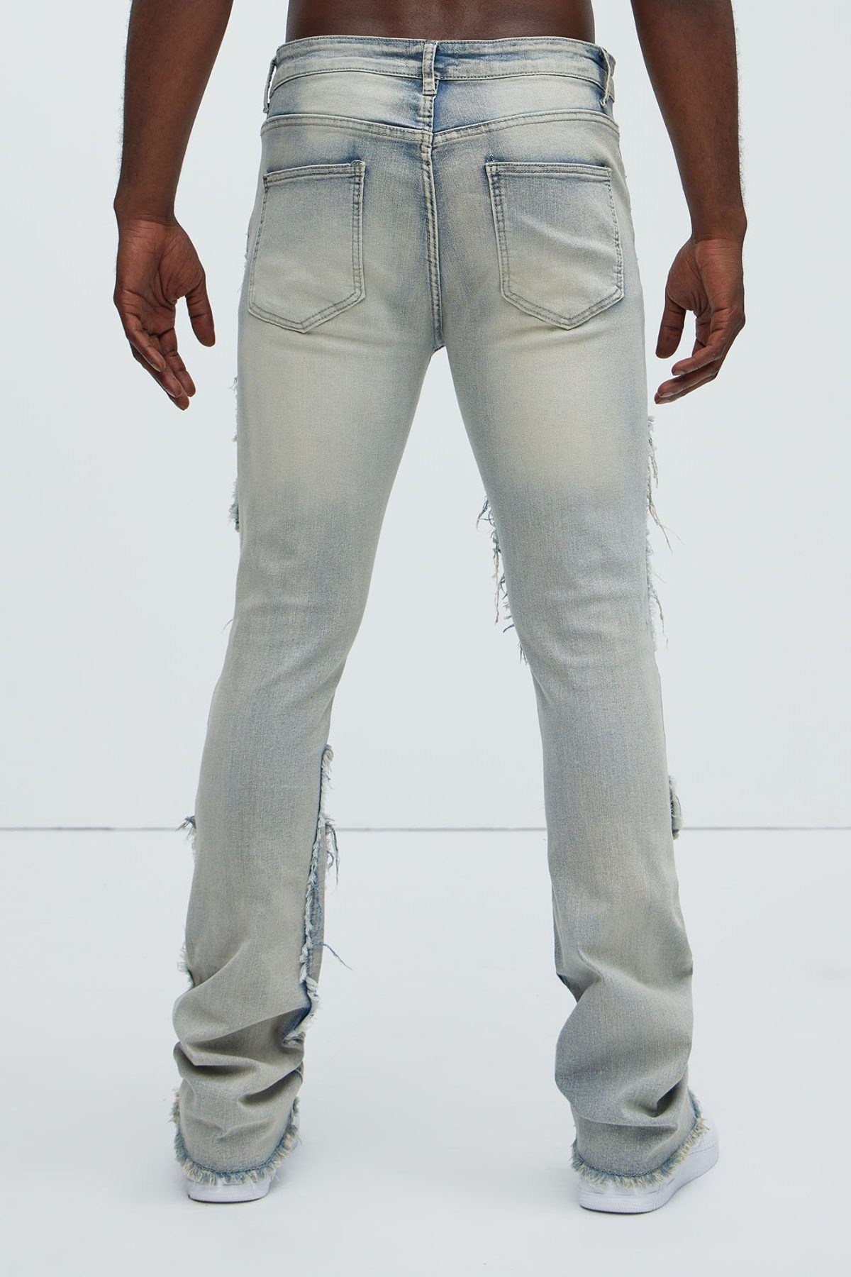 Let's Go Fray Cargo Skinny Flare Jeans - Light Wash