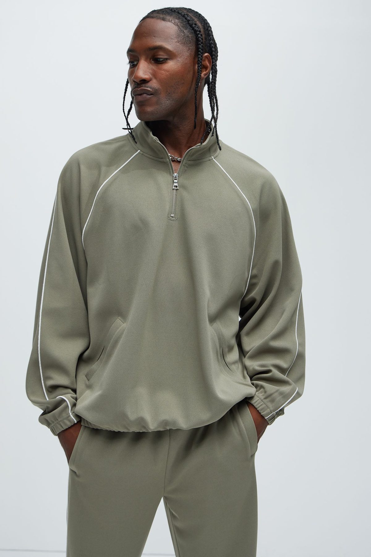 Terry Track Anorak - Olive