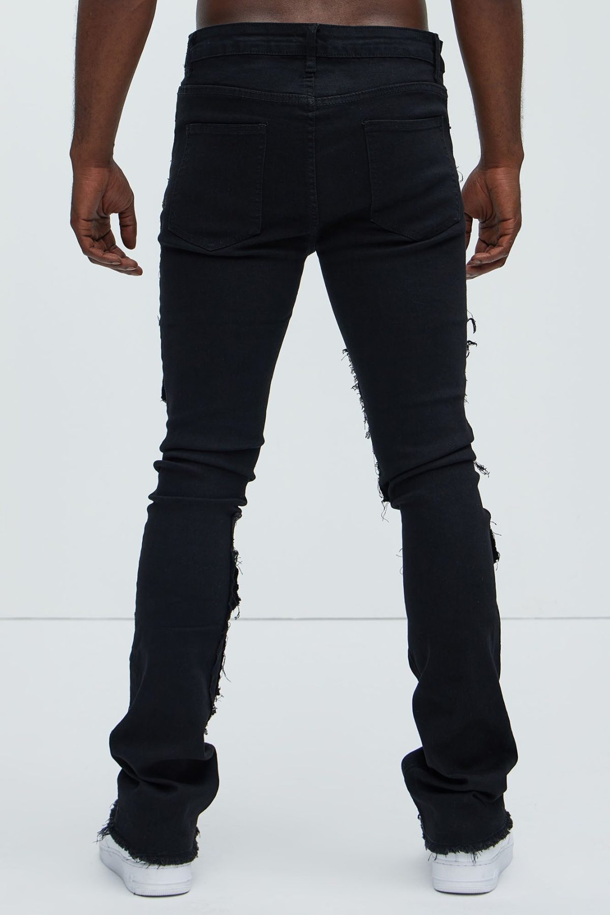 Let's Go Fray Cargo Skinny Flare Jeans - Black