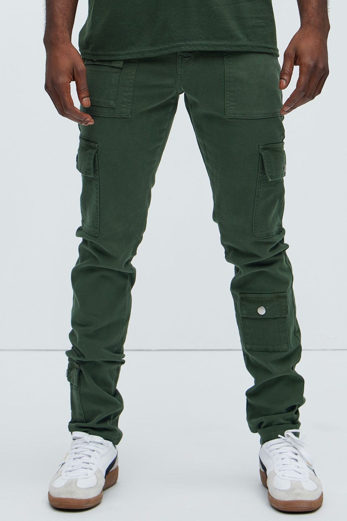 I'm Feeling Stacked Skinny Cargo Pants - Green