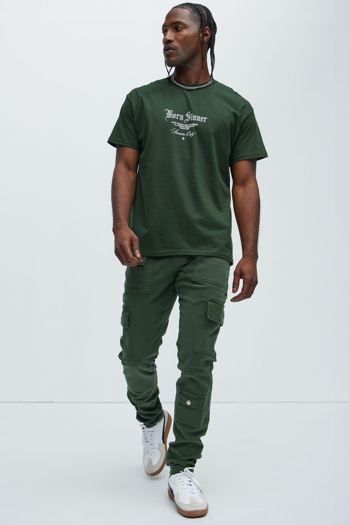 I'm Feeling Stacked Skinny Cargo Pants - Green