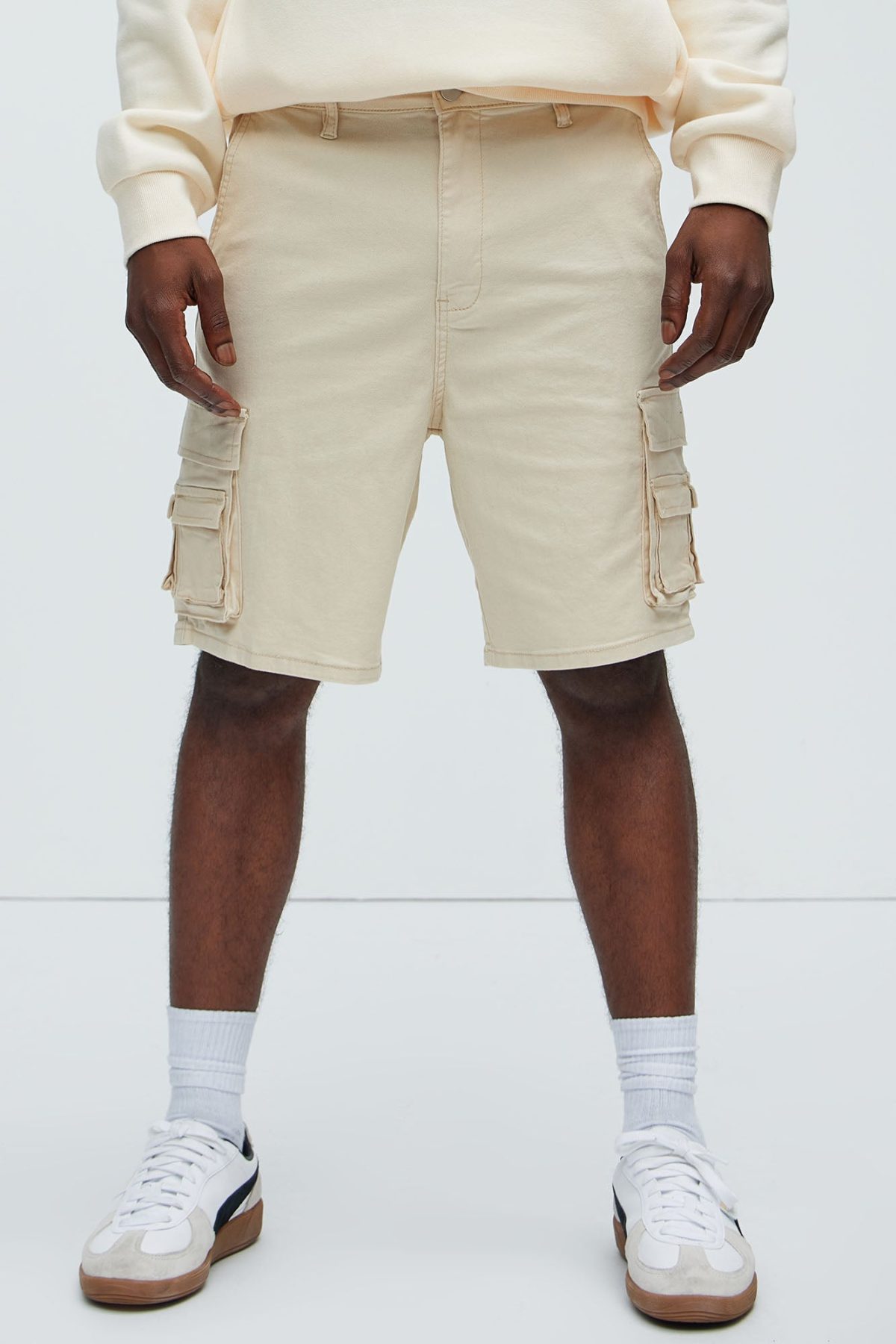 Landon Relaxed Cargo Shorts - Cream