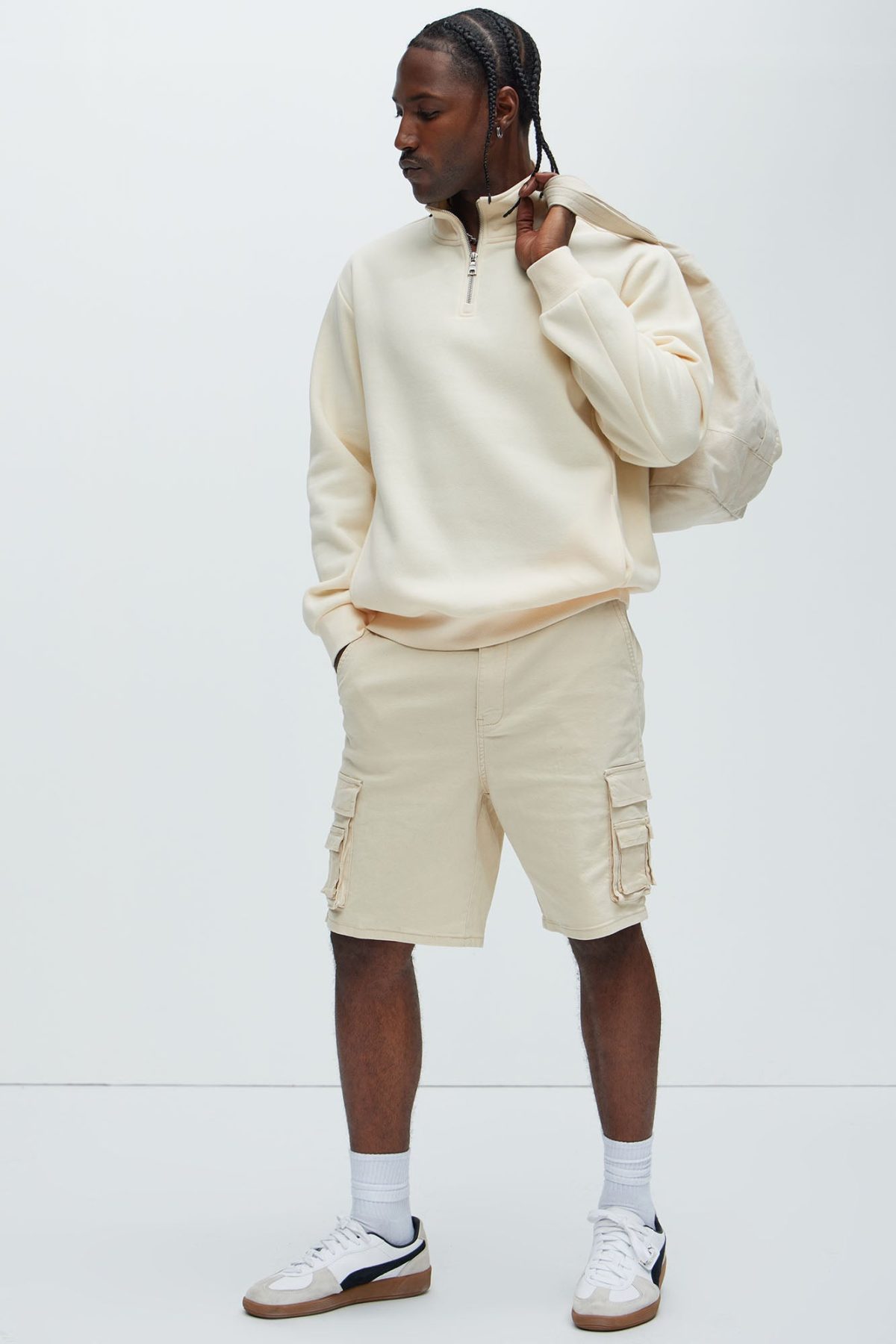 Landon Relaxed Cargo Shorts - Cream