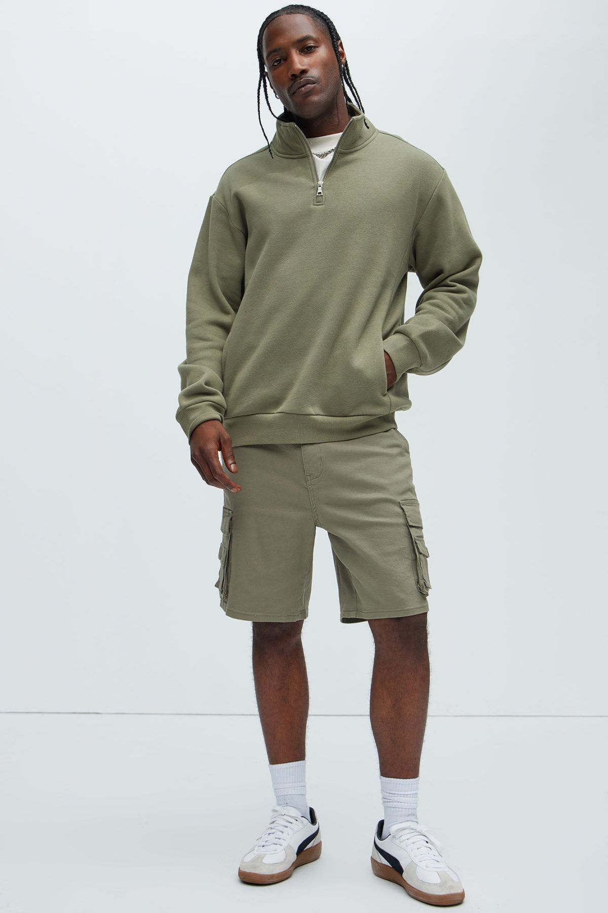 Tyson Quarter Zip Sweatshirt - Olive