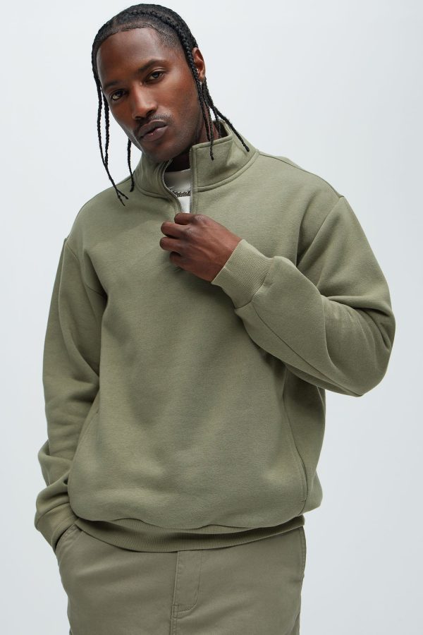 Tyson Quarter Zip Sweatshirt - Olive