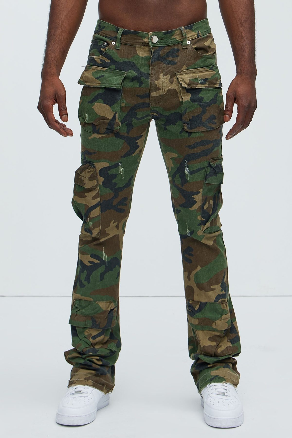 Pick Me Up Cargo Skinny Flare Pants - Camouflage