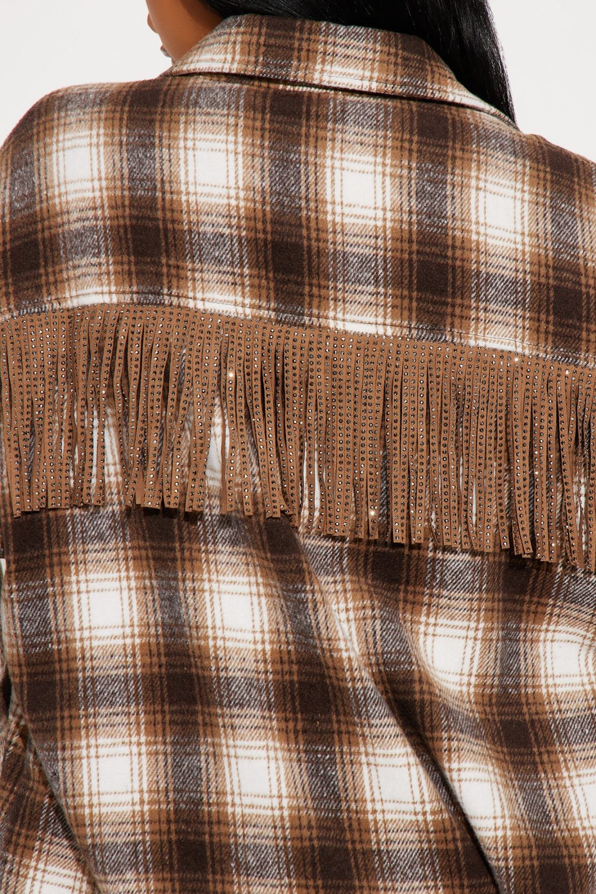 Good Life Fringe Plaid Shirt - Brown/combo