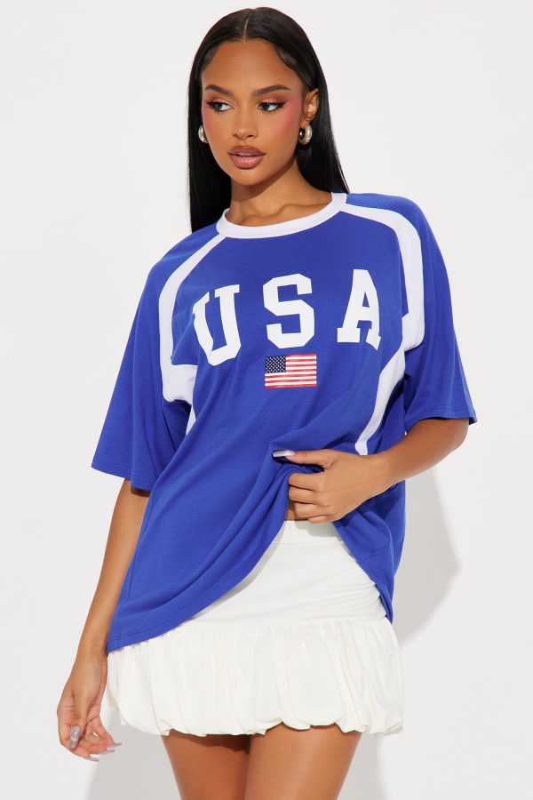 USA All Day Oversized Tee - Blue