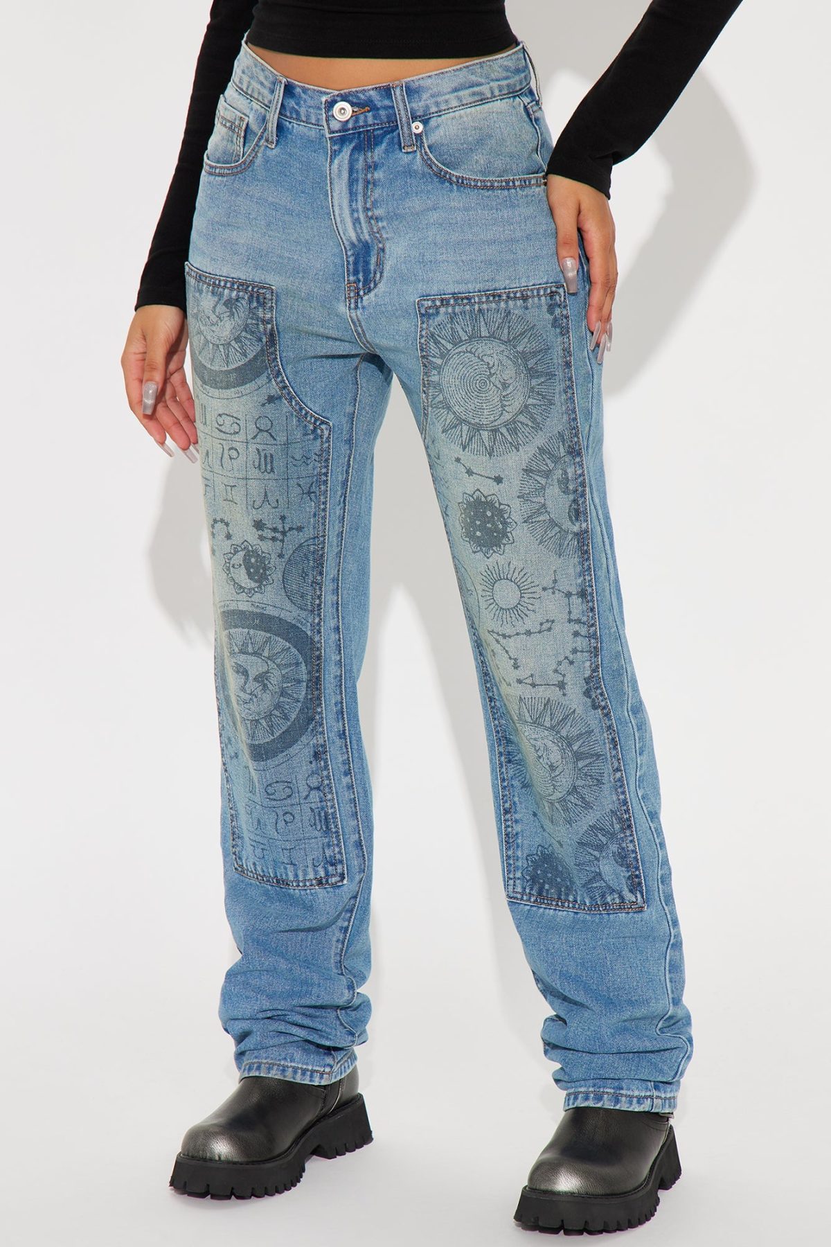 In The Stars Straight Utility Leg Jeans - Medium Wash