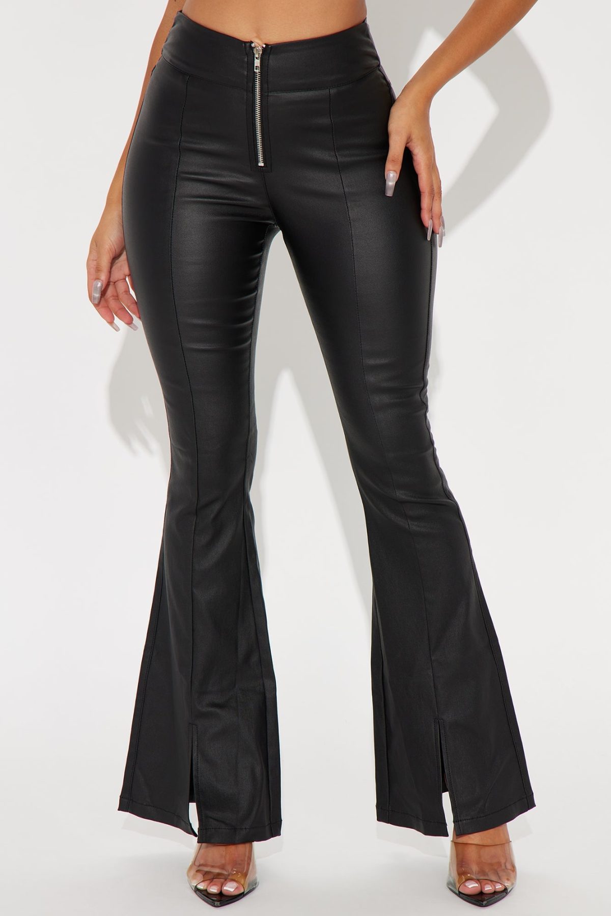 Jolene High Rise Faux Leather Flare Pant - Black