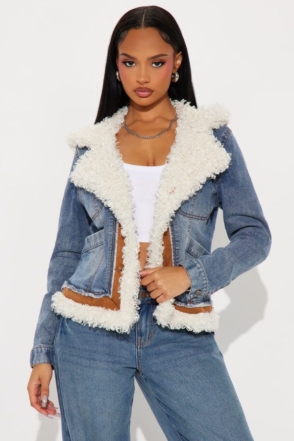 Having Mixed Feelings Shearling Coat - Medium Wash