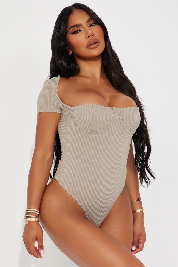 Sabina Ribbed Bodysuit - Stone