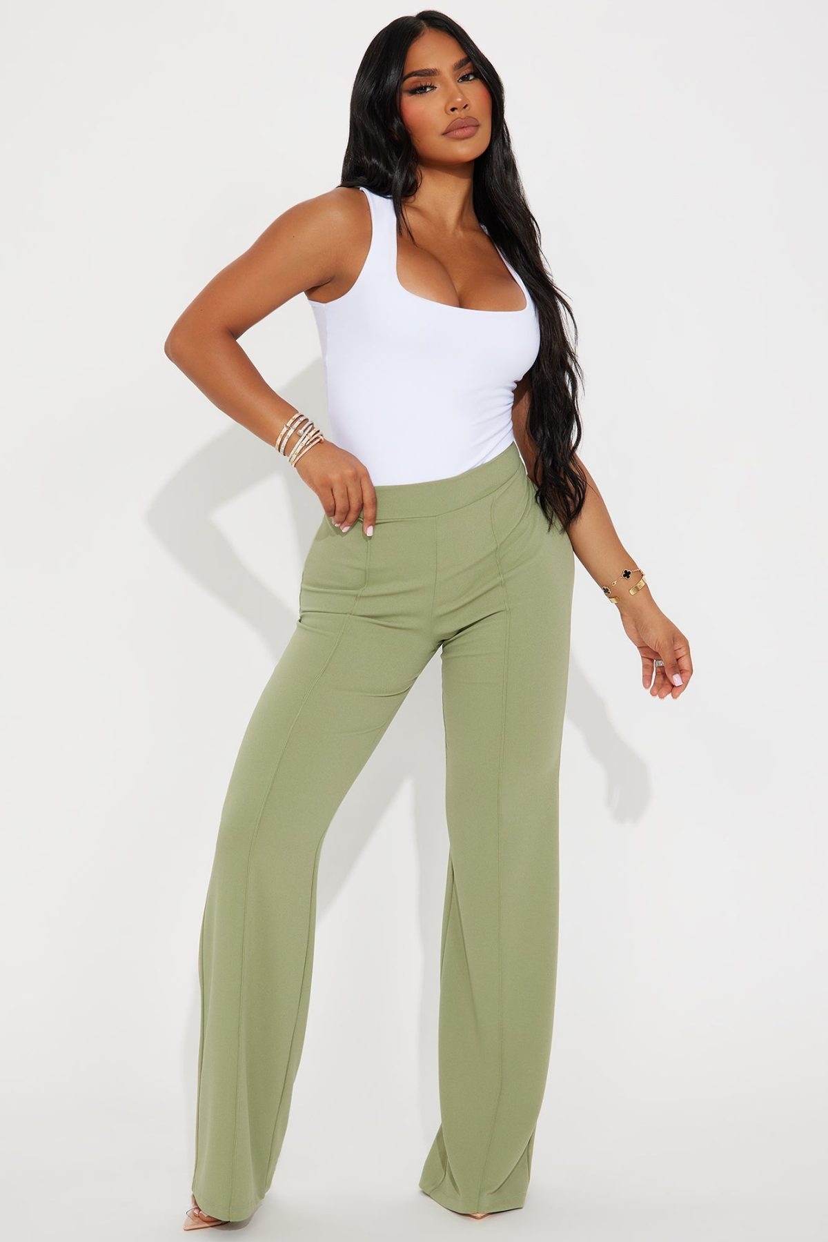 Victoria High Waisted Dress Pants - Sage