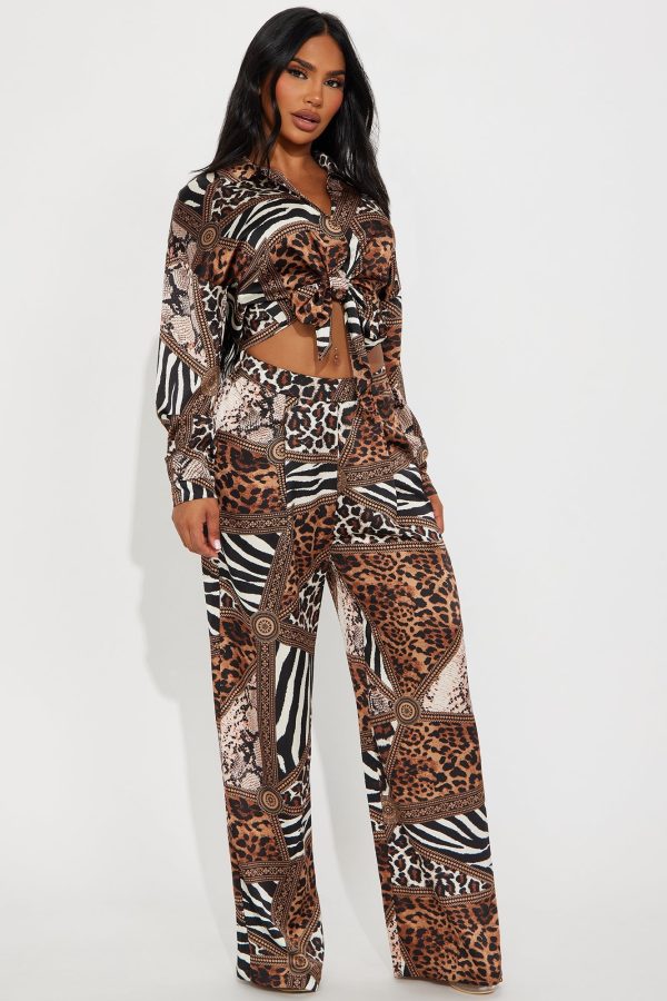 Animal Attraction Pant Set - Brown Combo